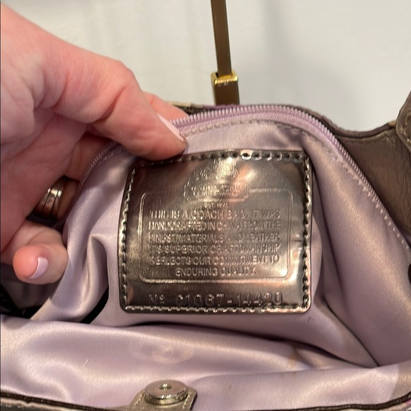 Coach Purple and Cream Madison Handbag - Picture 8 of 10